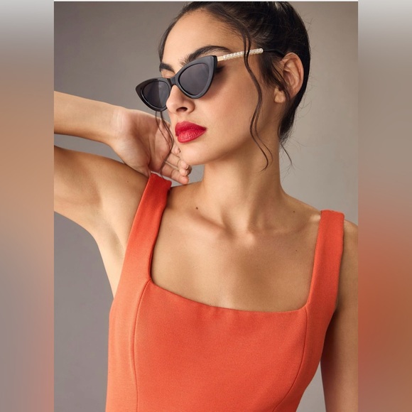 The Ariana Square-Neck Asymmetrical Ruffle-Hem Dress - Picture 4 of 12